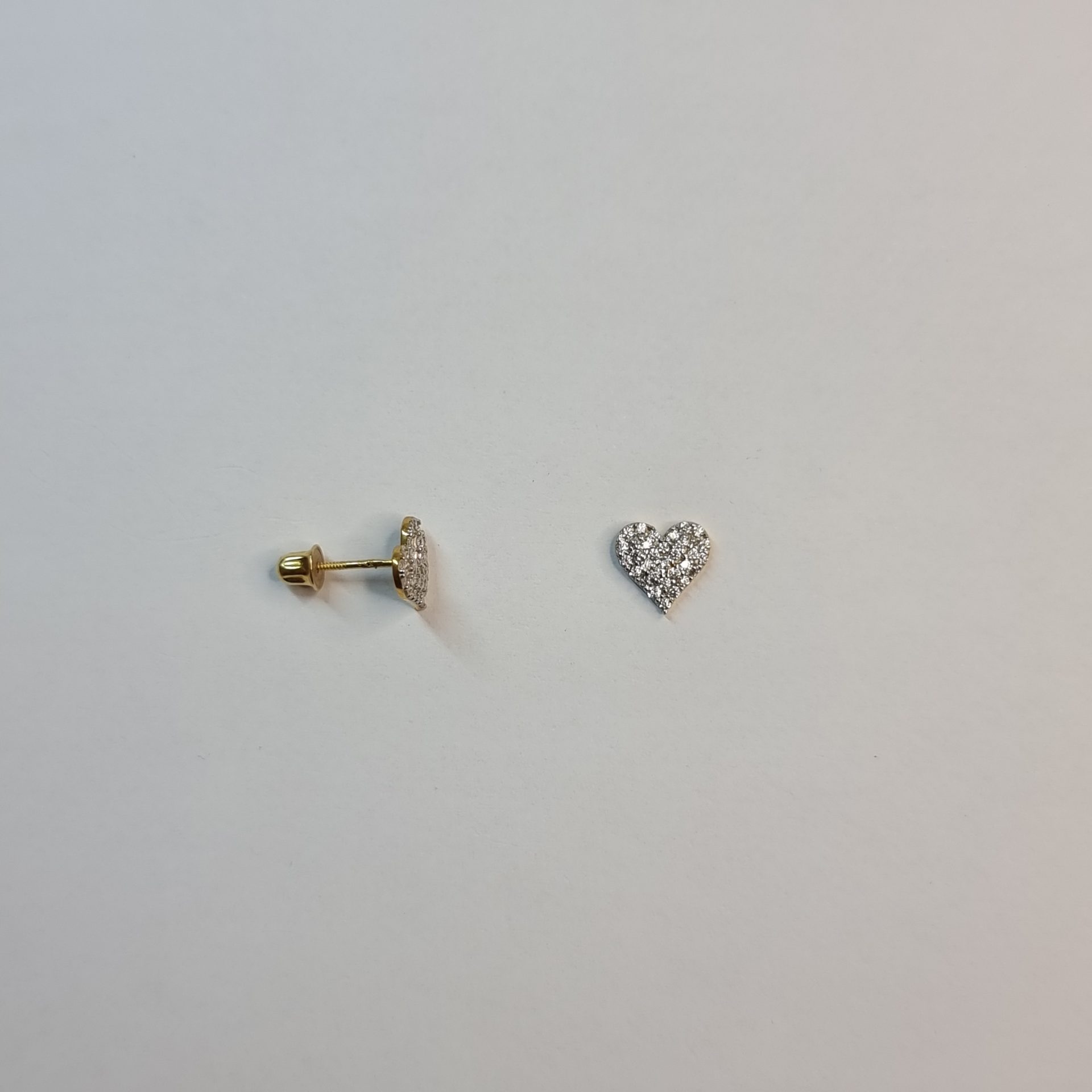 Brincos Coração Ouro 19.2kt com Zircônias