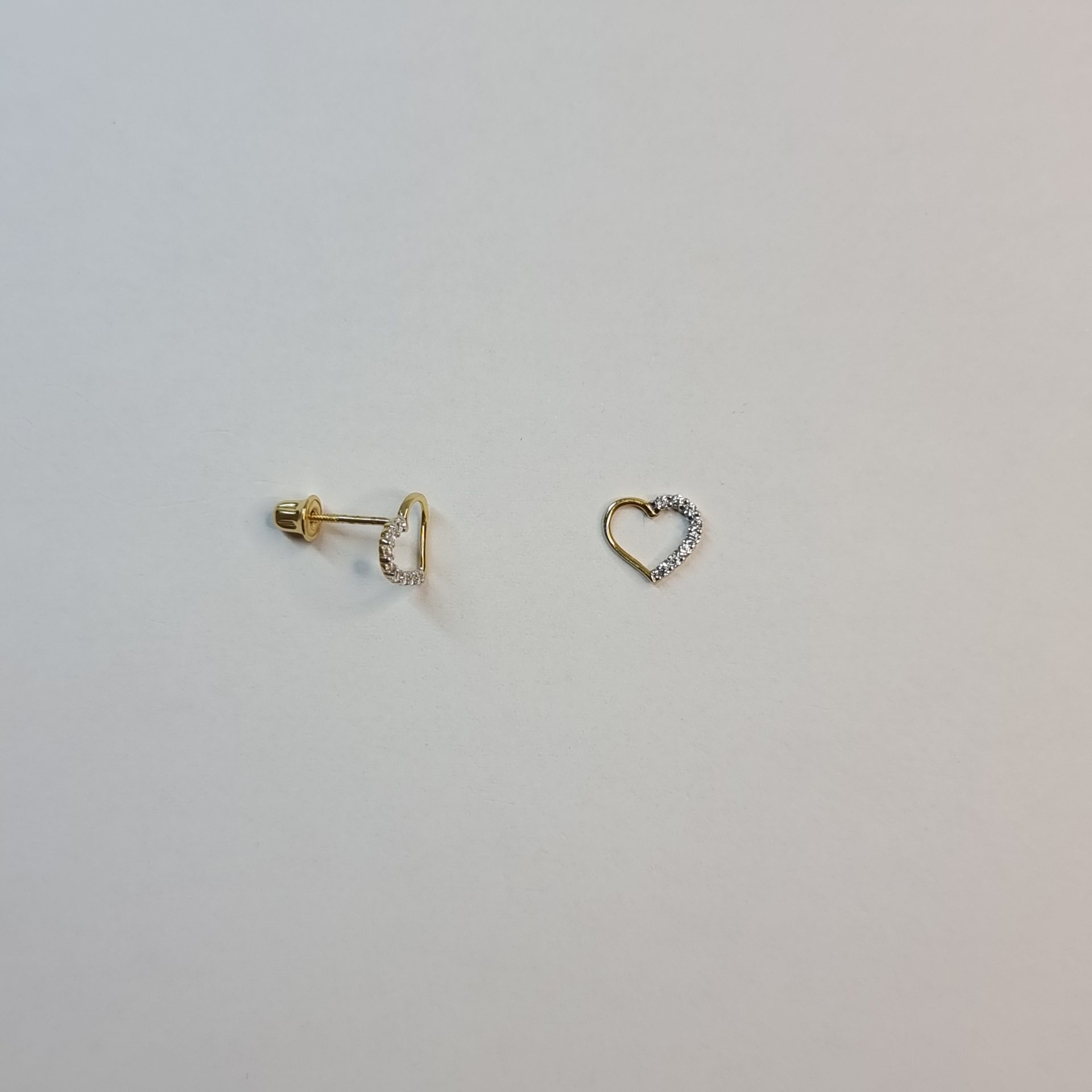 Brincos Coração Ouro 19.2kt com Zircônias