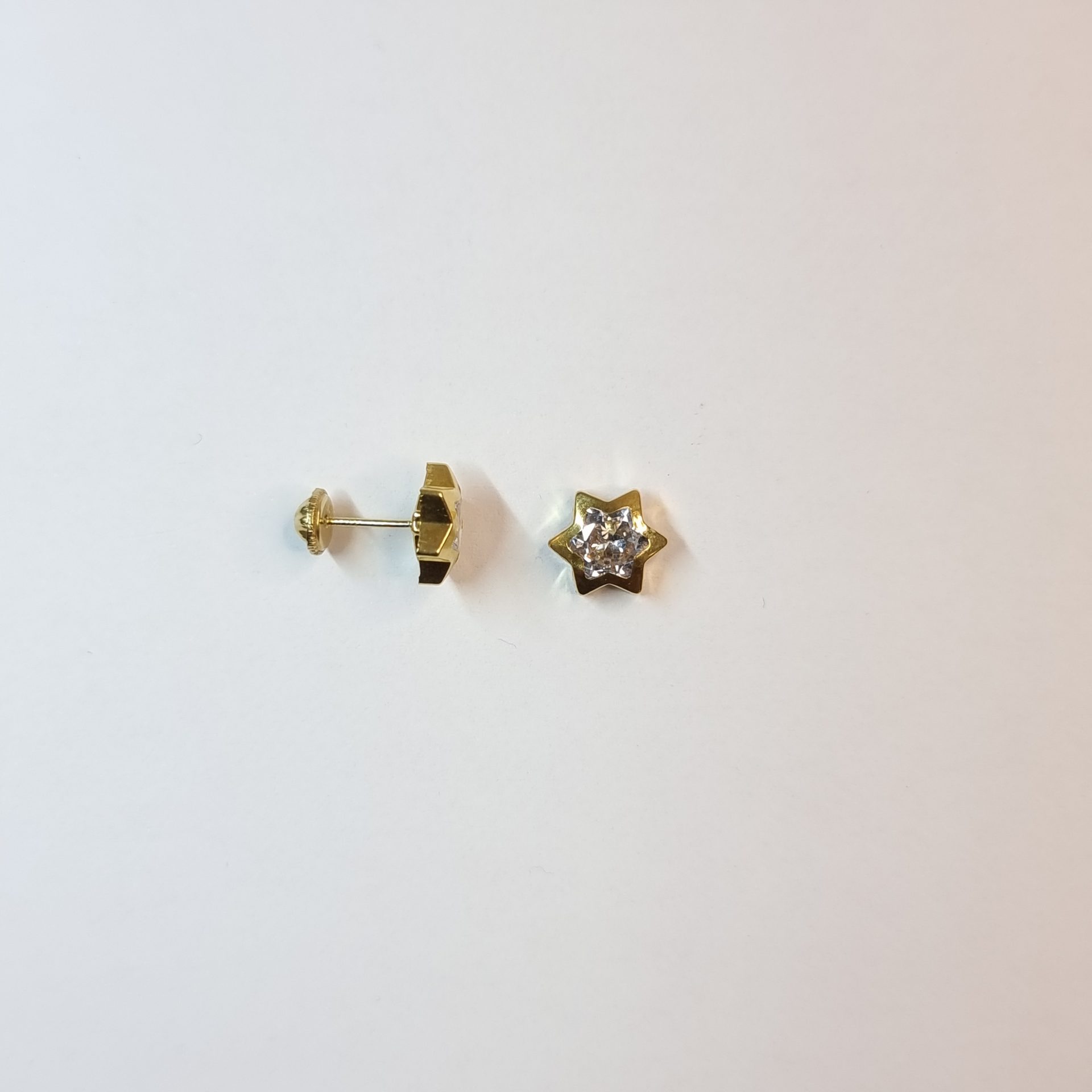 Brincos Estrela Ouro 18kt com Zircônia