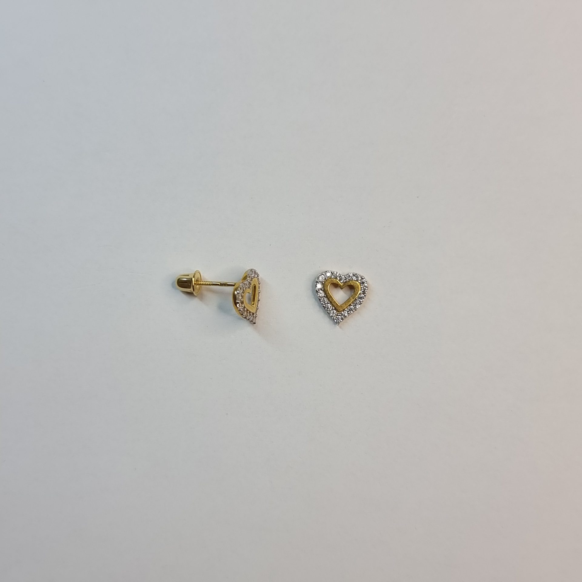 Brincos Coração Ouro 19.2kt com Zicôrnias