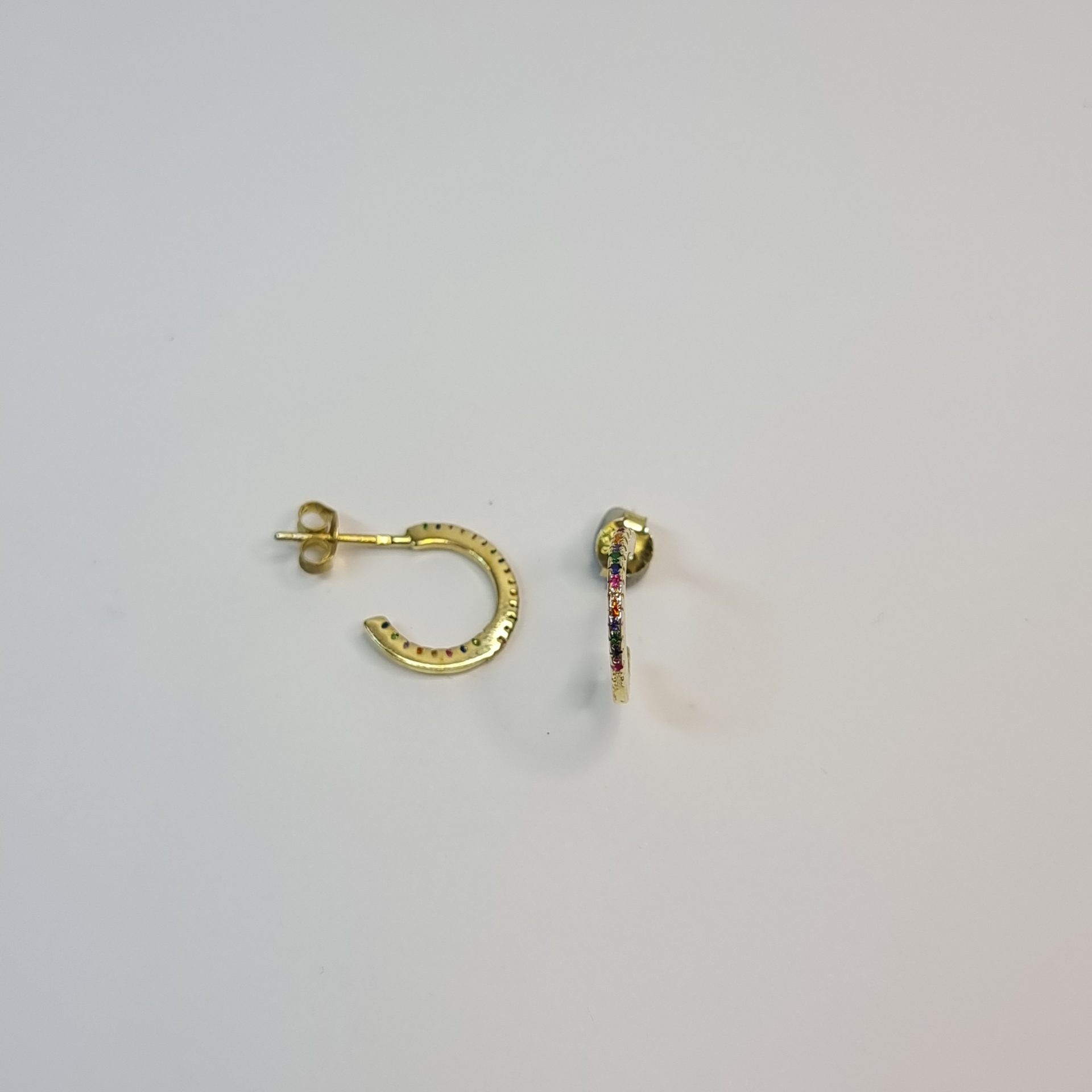 Brincos Argolas Prata Dourada com Zircônias