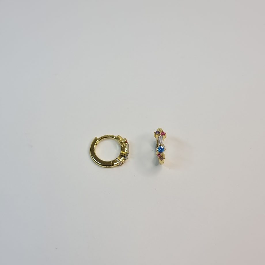 Brincos Argolas Prata Dourada com Zircônias
