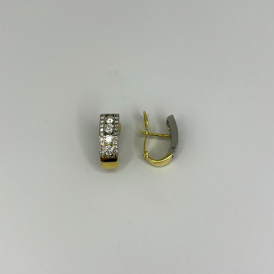 Brincos Ouro 19.2Kt Bicolor com Zircónias 5.3gr