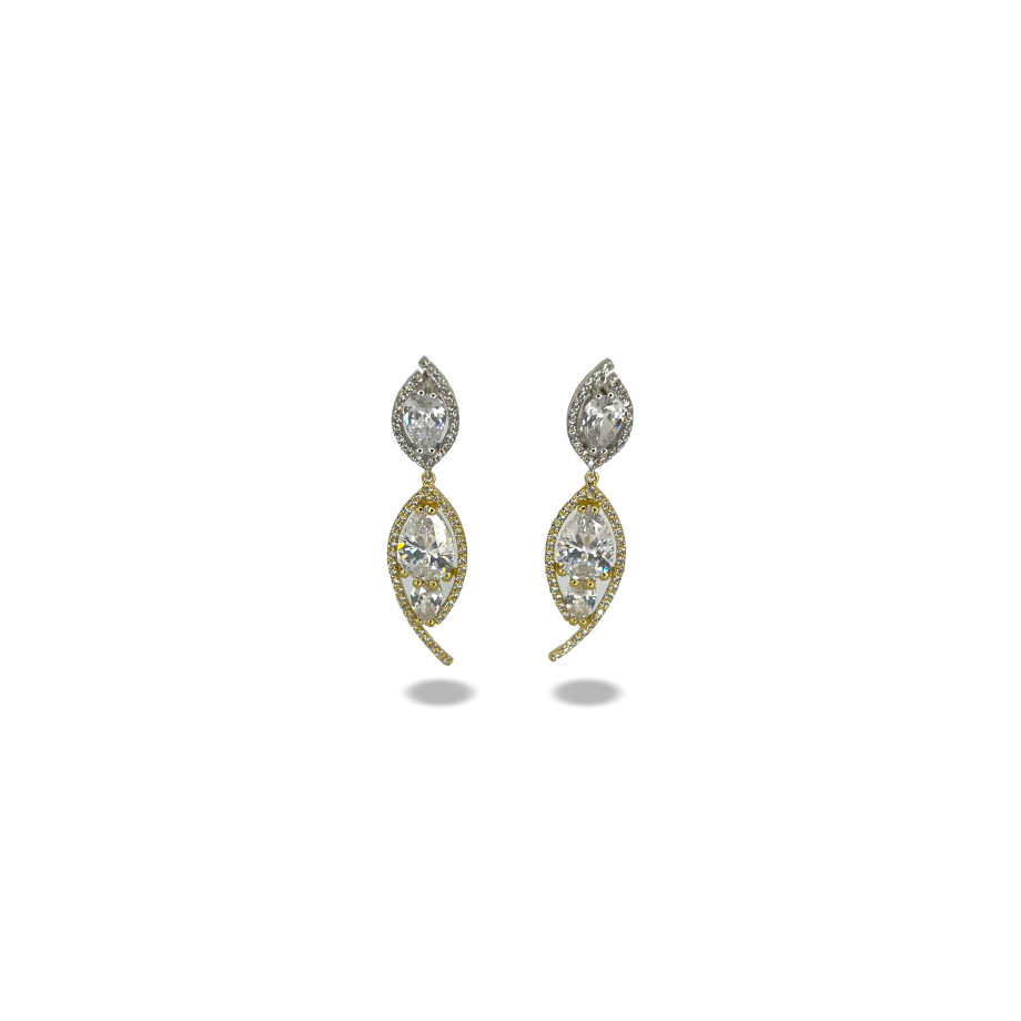 Brincos Ouro 19.2Kt Bicolor com Zircónias