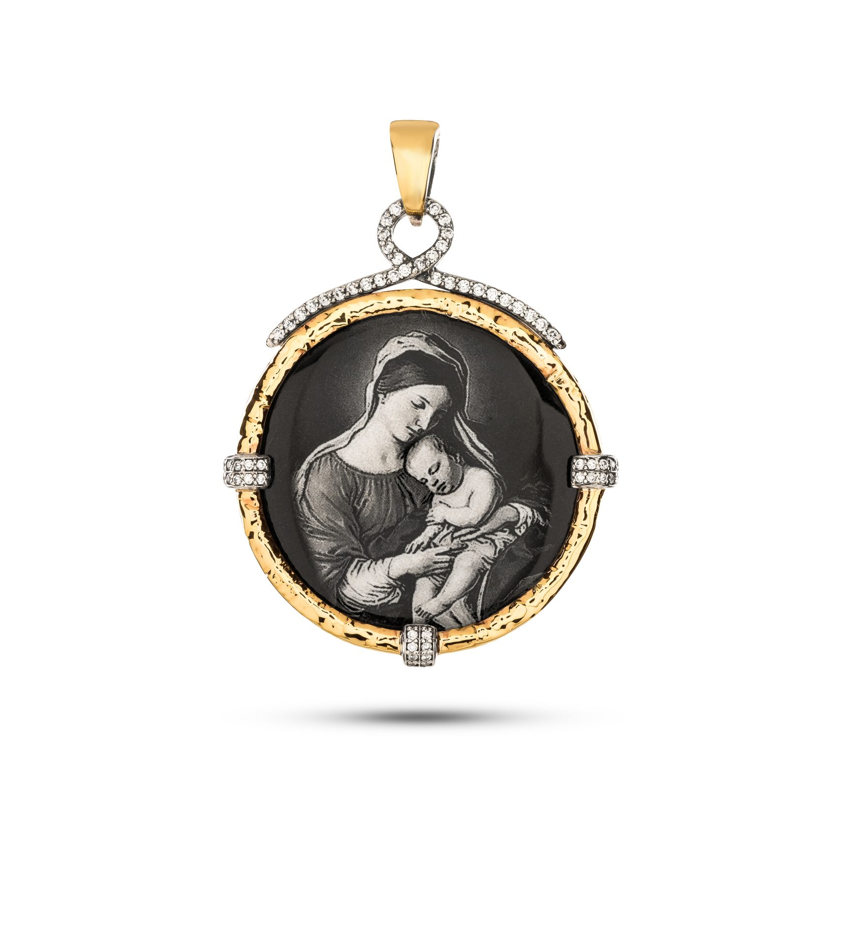 Medalha Gumus Prata e Ouro 9kt Mãe Divina