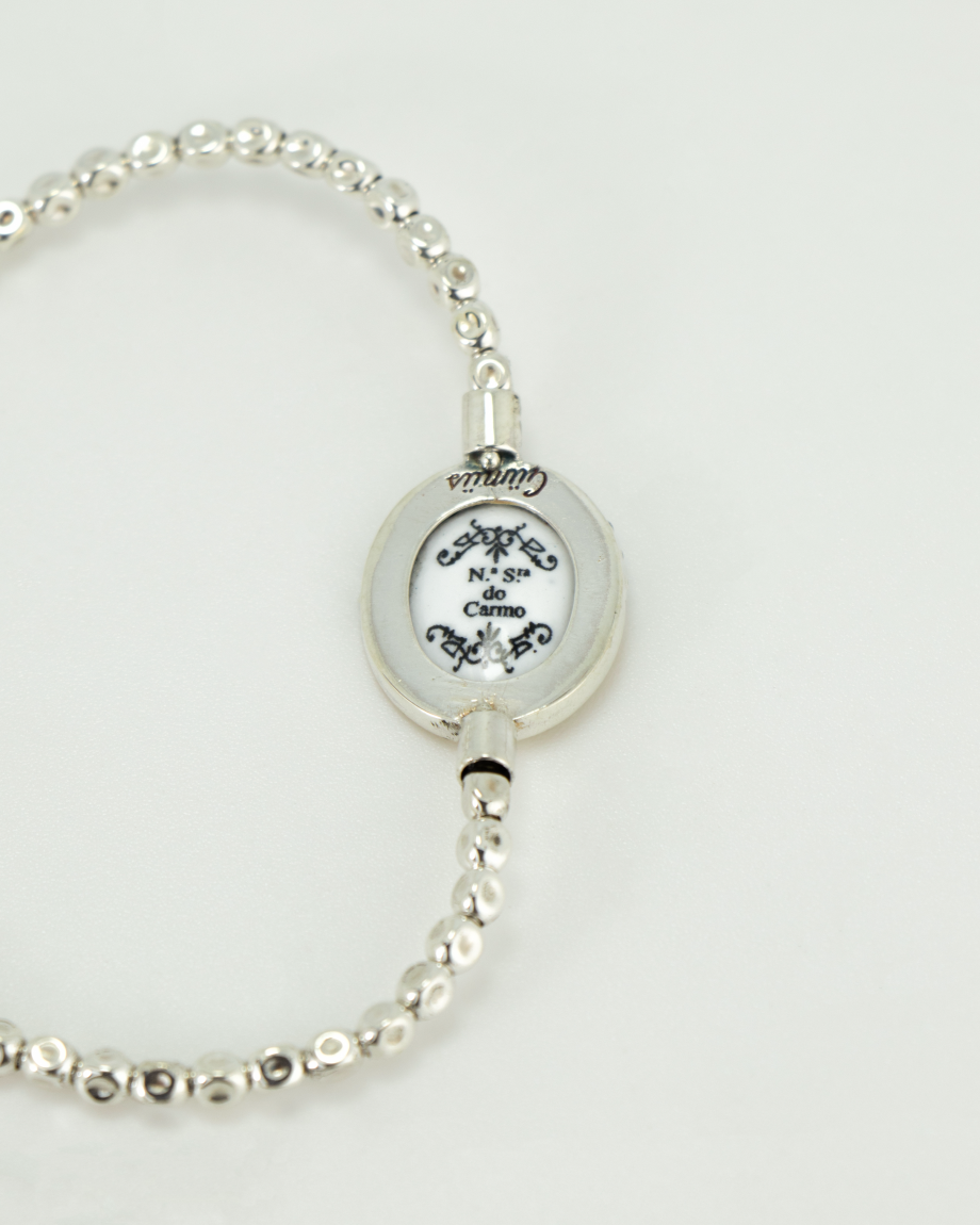 Pulseira Gumus Prata e Ouro 9kt Nossa Senhora do Carmo