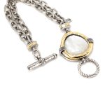 Pulseira Gumus Prata e Ouro 9kt com Madreperola e Zircónias