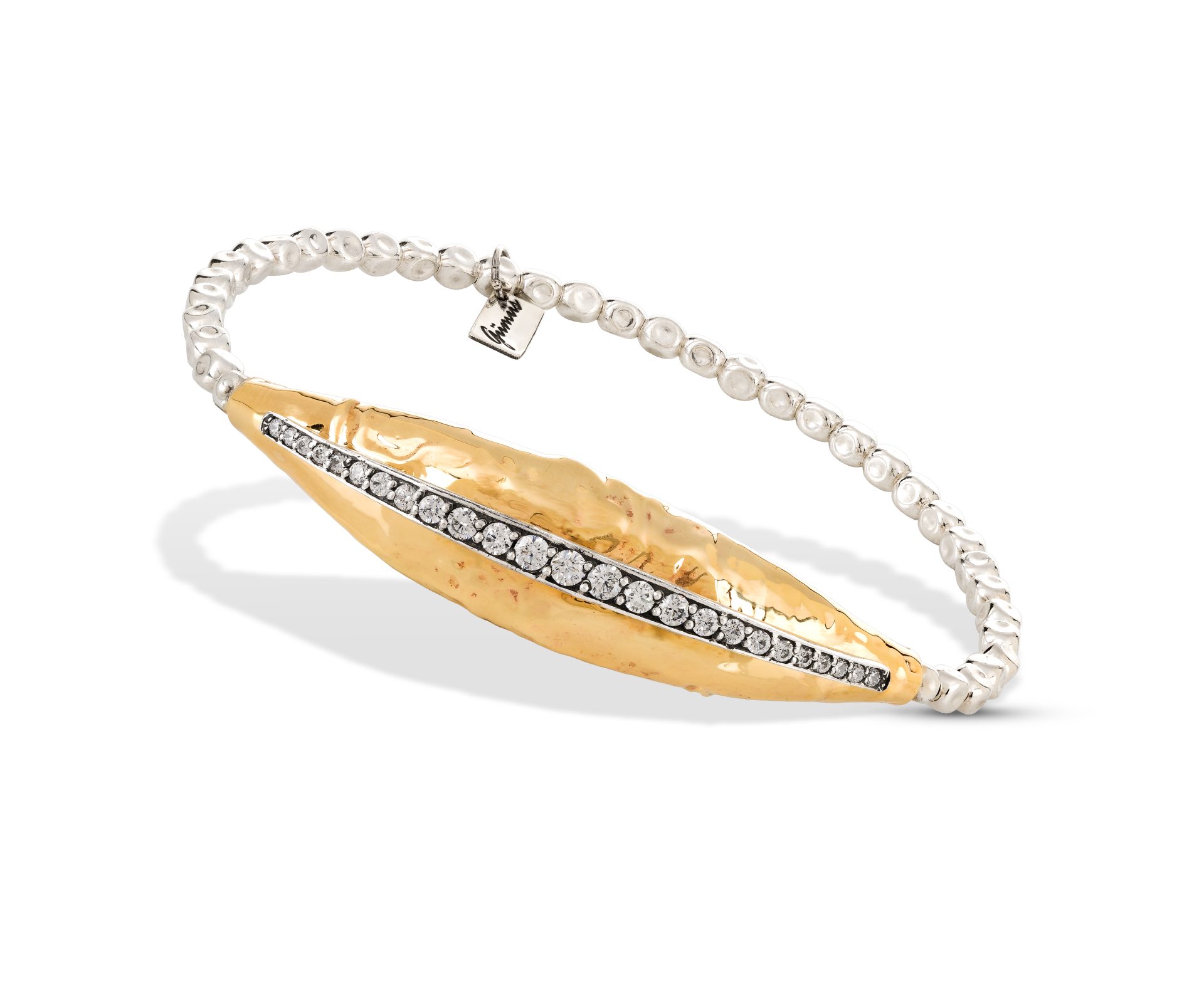 Pulseira Gumus Prata e Ouro 9kt com Zircónias