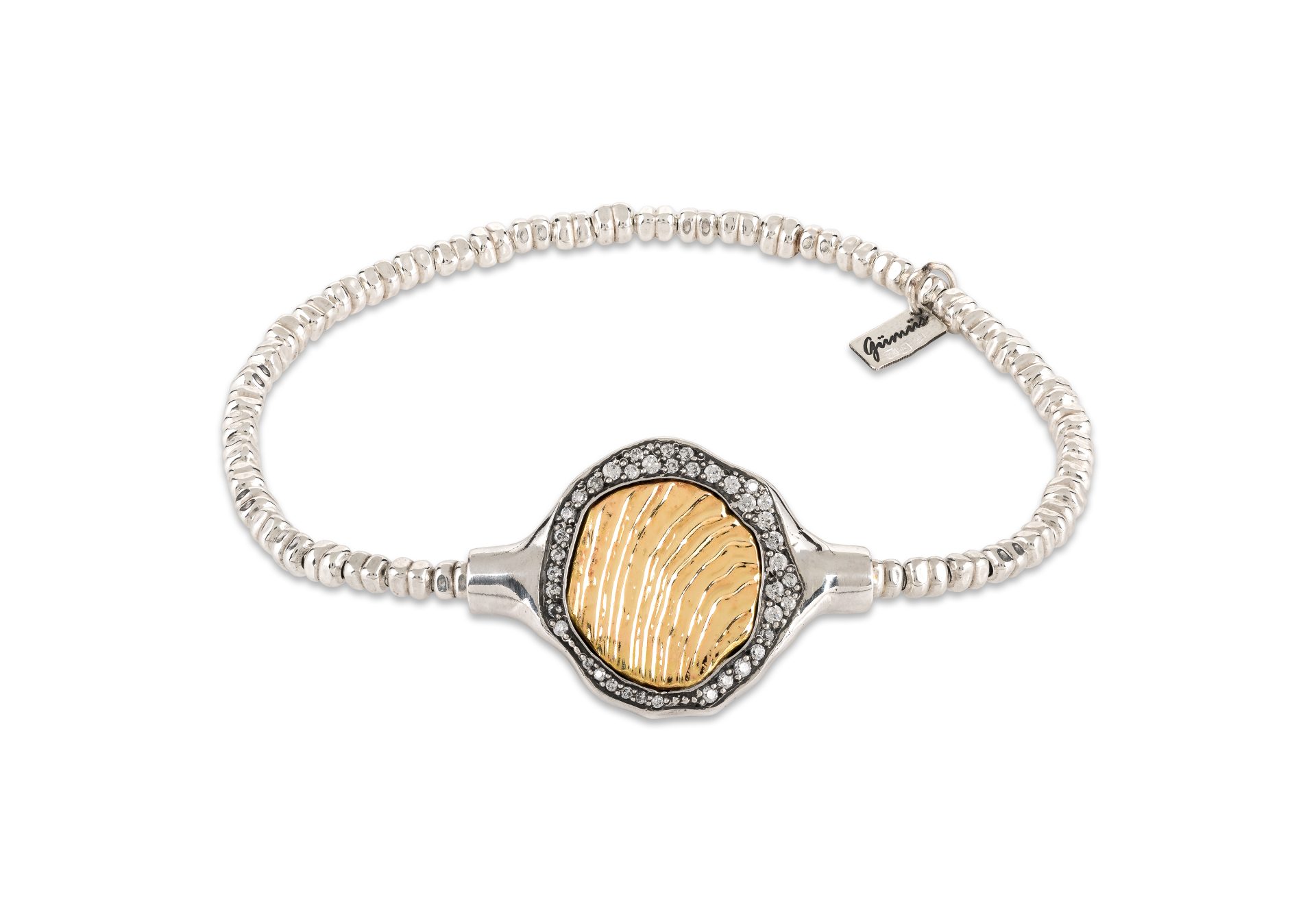 Pulseira Gumus Prata e Ouro 9kt com Zircónias