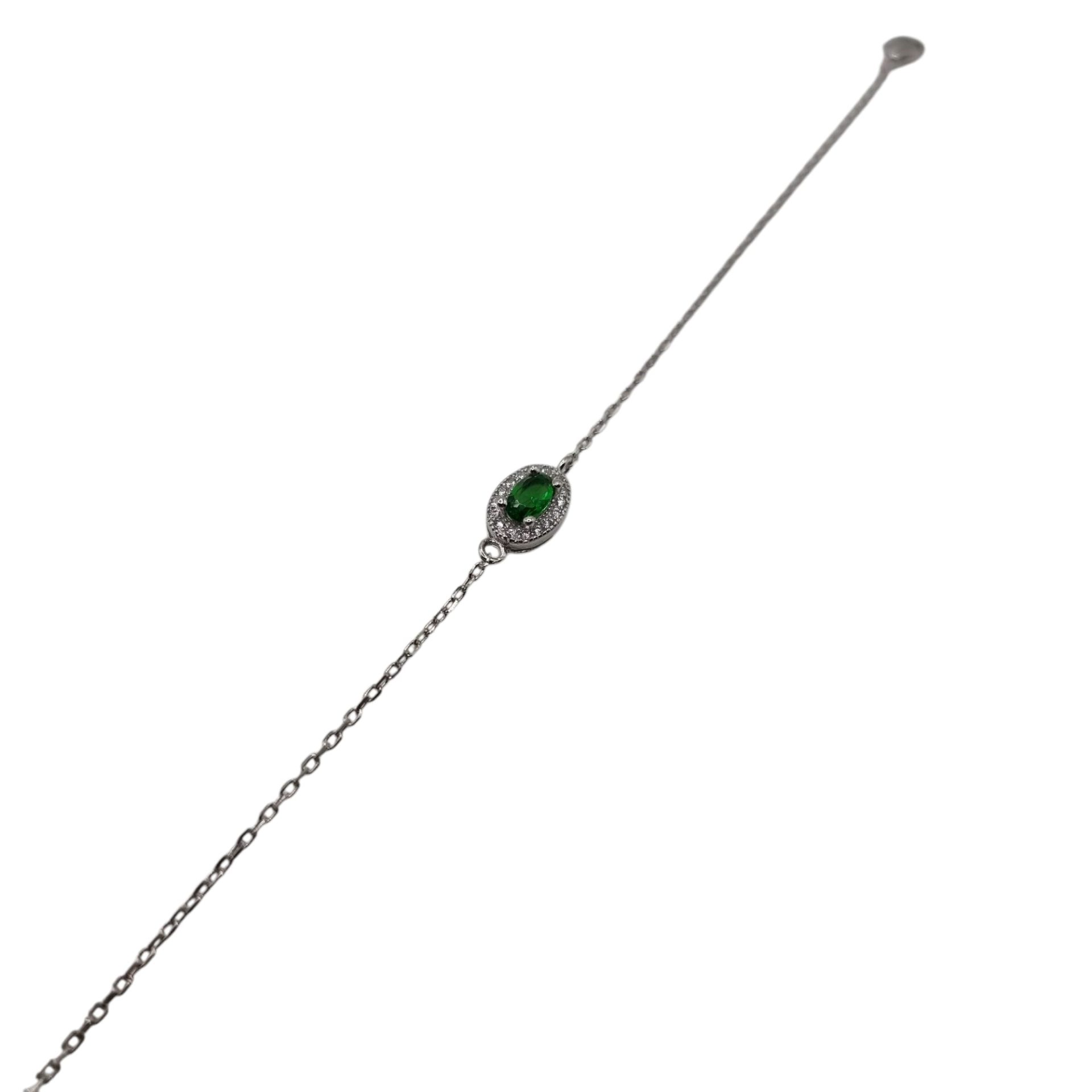 Pulseira Prata Lady Di com Zircónia Verde
