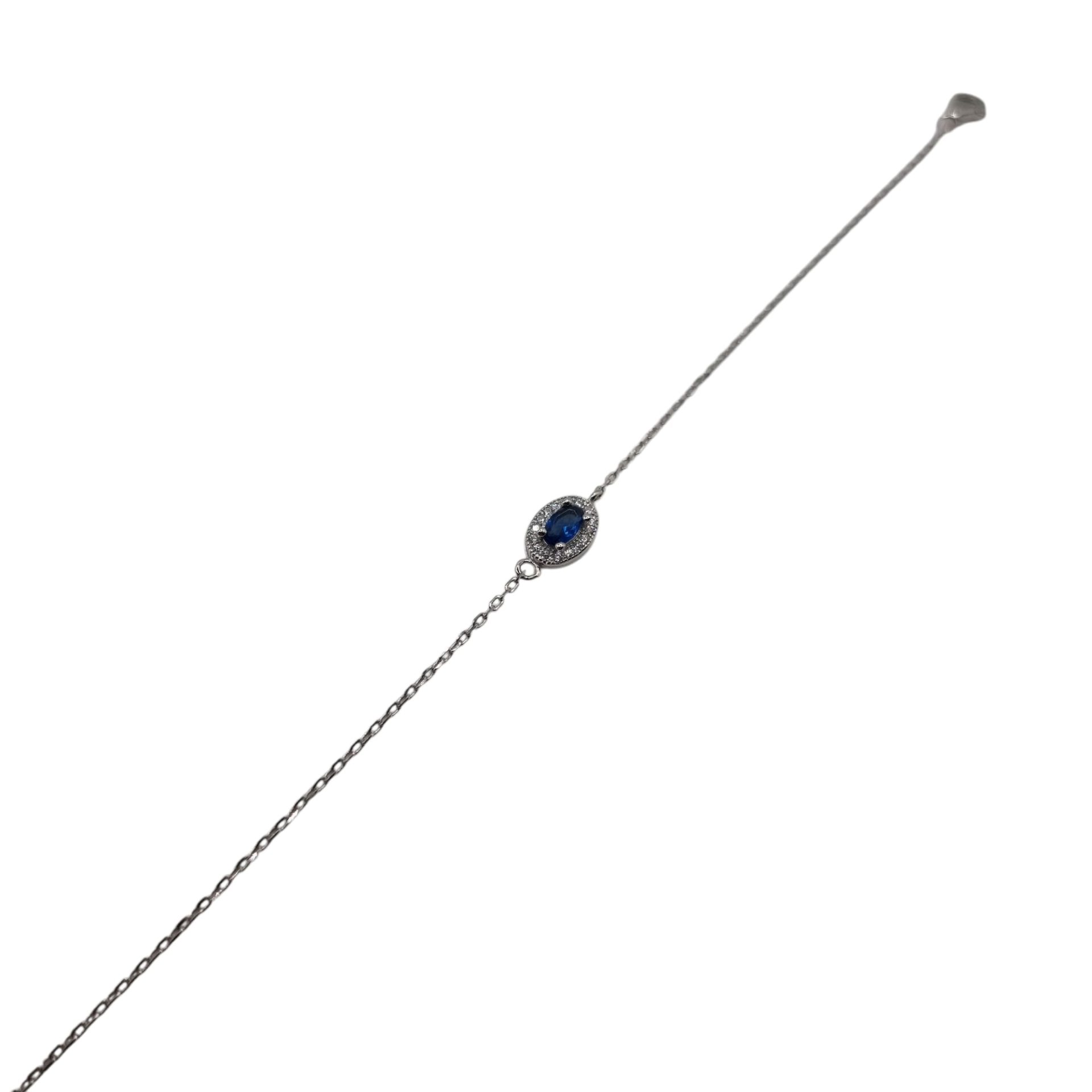 Pulseira Prata Lady Di com Zircónia Azul