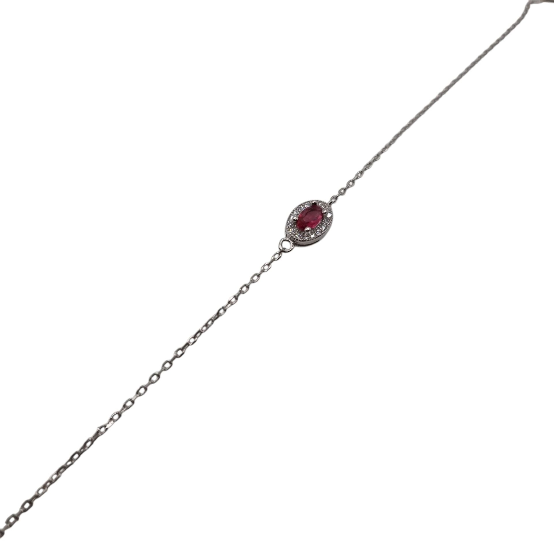 Pulseira Prata Lady Di com Zircónia Vermelha