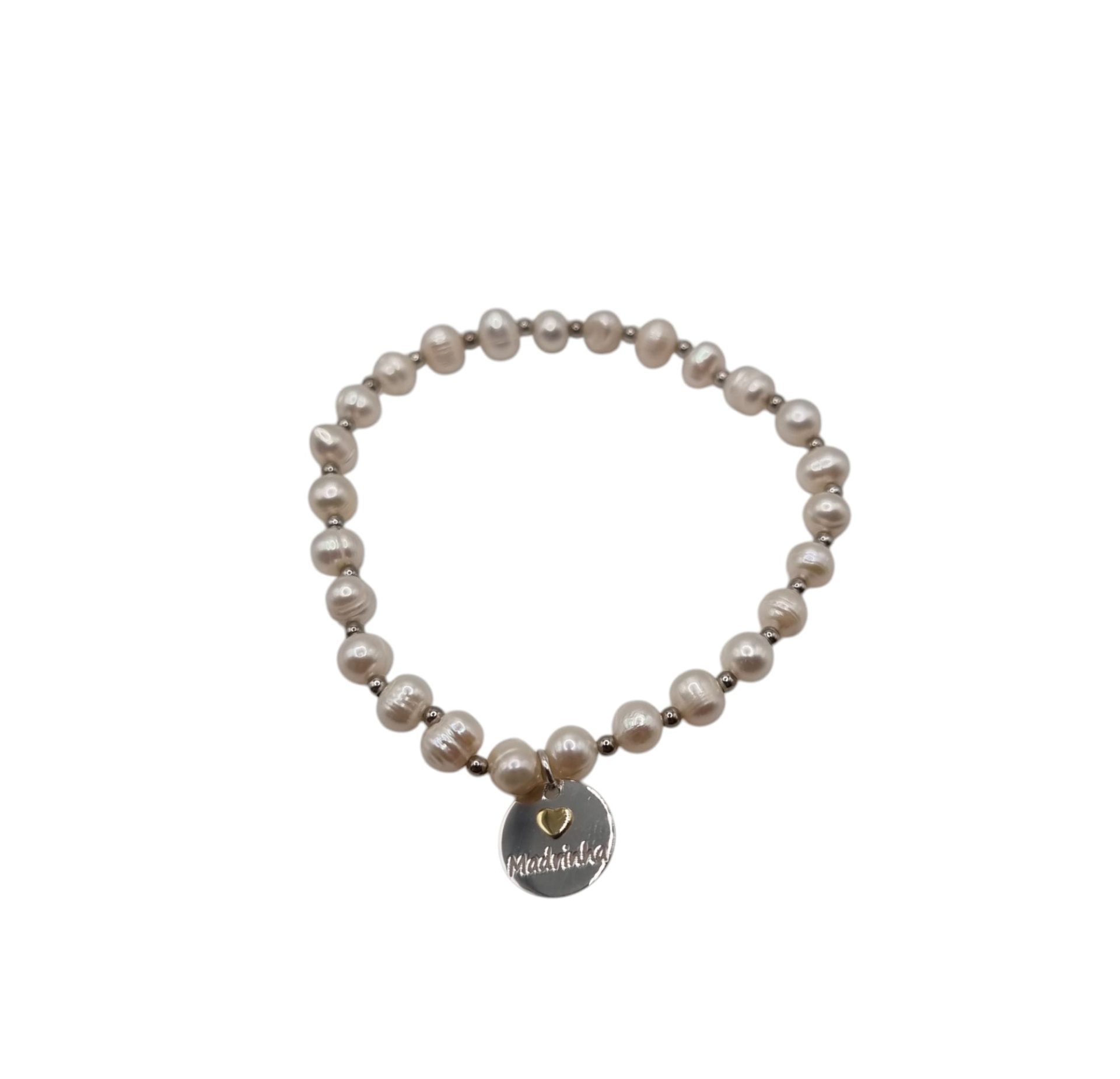 Pulseira de Perolas com medalha Madrinha