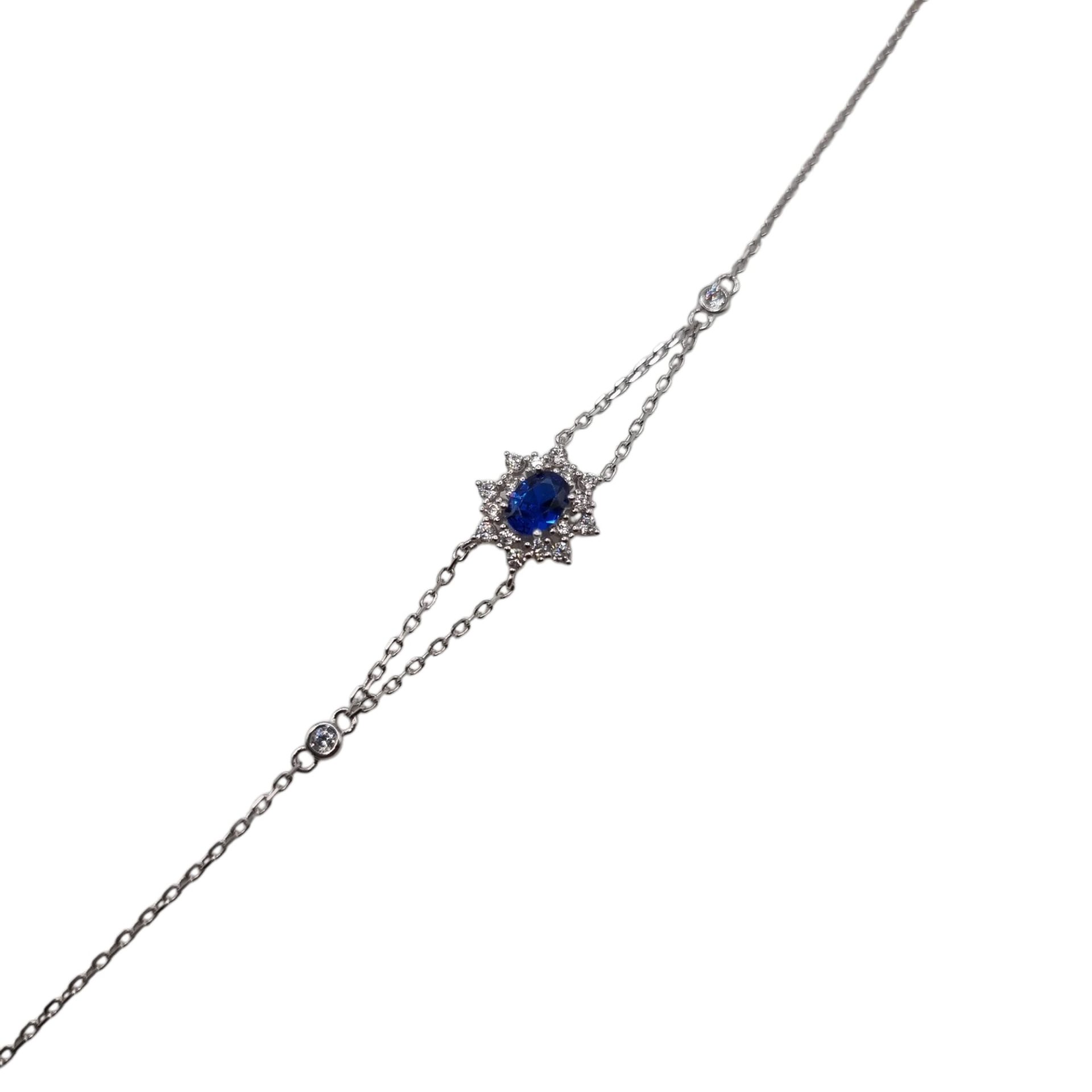 Pulseira Prata Lady Di com Zircónia Azul