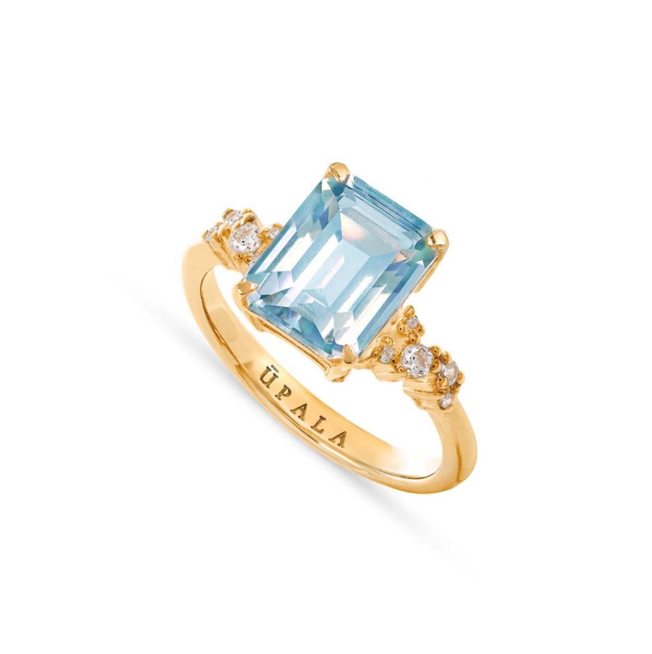 Anel Upala em Ouro 19.2kt com Topázio e Diamantes