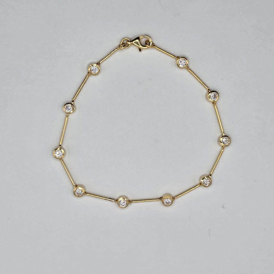 Pulseira Prata Dourada com Zircônias